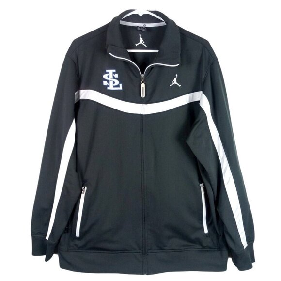 Nike Mens Jordan Warm-Up Starter Jacket Medium Gray St Louis Patch Logo Pockets - Picture 1 of 8